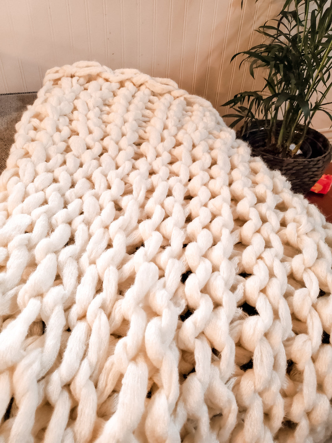 Chunky Hand Knitted Blanket